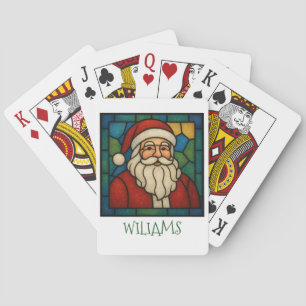 Kerstmis Sint Art Deco Gebrandschilderd Glas Pokerkaarten