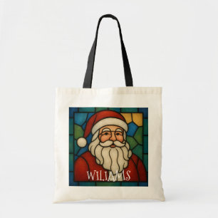 Kerstmis Sint Art Deco Gebrandschilderd Glas Tote Bag