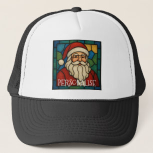 Kerstmis Sint Art Deco Gebrandschilderd Glas Trucker Pet