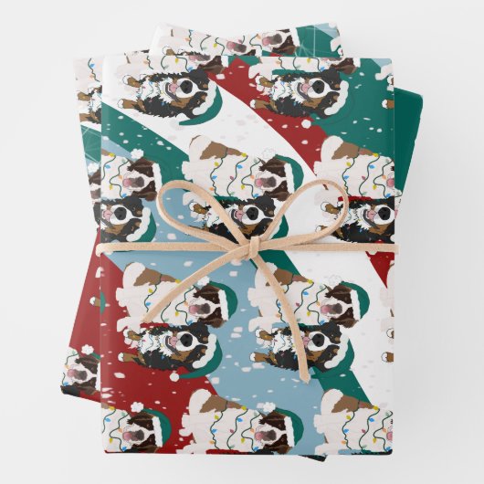Kerstmis Sint Bernard en Berner Berghond Inpakpapier Vel (In situ)