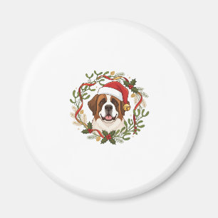 Kerstmis Sint Bernard Honden Santa Hoed Krans Magneet