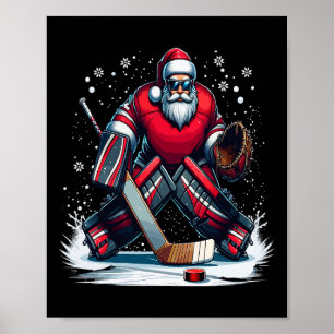 Kerstmis Sinterklaas IJshockey Keeper Horrend Kers Poster
