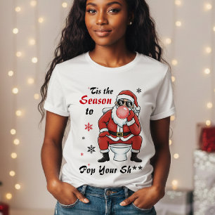 Kerstmis Sinterklaas Zonnebril Grappig Stout T-shirt