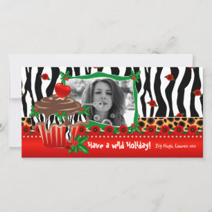 Kerstmis Sjabloon Cute Cupcake Zebra Leopard 2