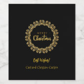 Kerstmis, Sjabloon, goud en zwart, Wijn Etiket (Enkel label)