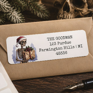 Kerstmis Skelet Kerstman Gotisch Etiket