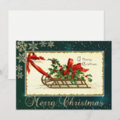Kerstmis Slede Oud, Maretak Sneeuwvlokken Feestdagenkaart (Voorkant / Achterkant)