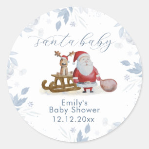 Kerstmis slee met eland kerstmis babyshower ronde sticker