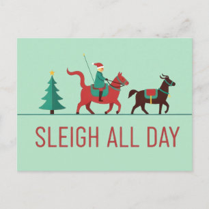 Kerstmis Sleigh All Day Briefkaart