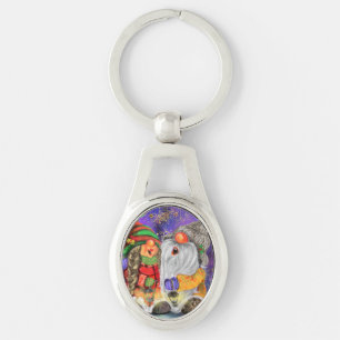 Kerstmis Sleutelhanger Couple Gnomen zingend Happy