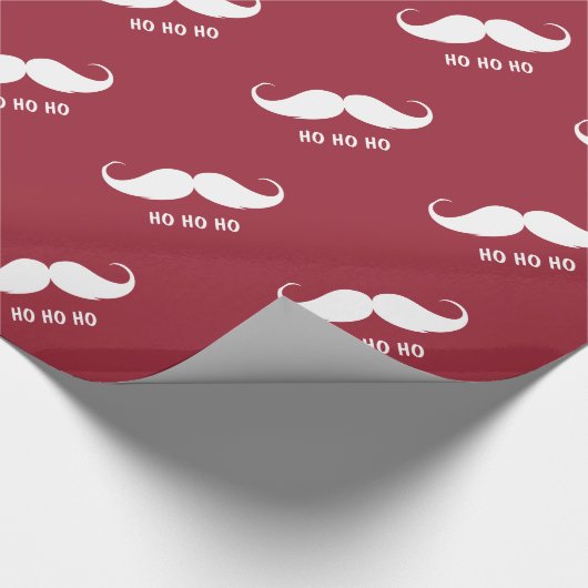 Kerstmis Snata Mustaches Hohoho Holiday Red Cadeaupapier (Hoek)