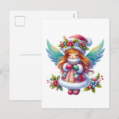 Kerstmis Sneeuw Engel Feestdagenkaart (Voorkant / Achterkant)