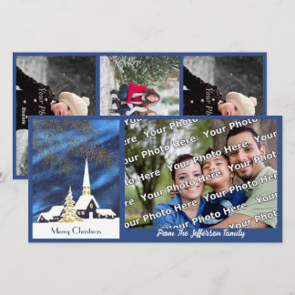 Kerstmis Sneeuw Kerk Foto Kaart