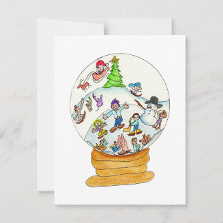 Kerstmis - Sneeuwbol Winterpret Feestdagenkaart