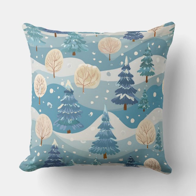Kerstmis sneeuwbomen kussen (Voorkant)