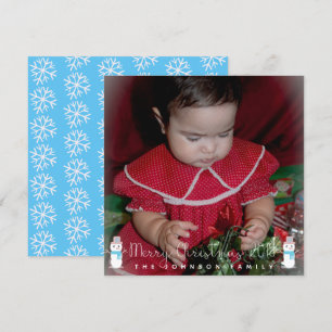 Kerstmis Sneeuwman Baby Kinderen Foto Groet Kaart