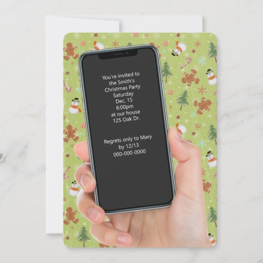 Kerstmis sneeuwman en peperkoek man feest kaart (Voorkant)