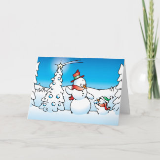 Kerstmis sneeuwman feestdagen kaart