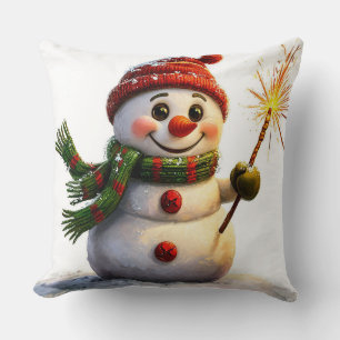Kerstmis sneeuwman gezellig huisaccent kussen