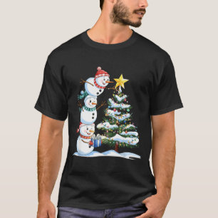 Kerstmis Sneeuwman Kerstboom Grappige Sneeuwman Li T-shirt