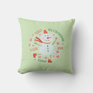 Kerstmis Sneeuwman knuffels liefde kussen groen
