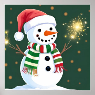 Kerstmis Sneeuwman Muurdecoratie Voor Kinderkamer Poster