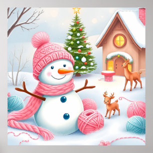 Kerstmis Sneeuwman Muurdecoratie Voor Winter Poster