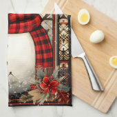 Kerstmis Sneeuwman Plaid Sjaal Rode Bloemen Theedoek (Quarter Fold)