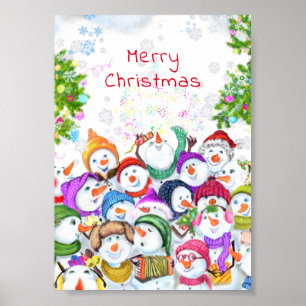 Kerstmis Sneeuwman Poster