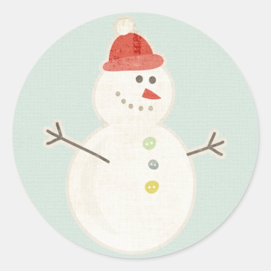 Kerstmis sneeuwman retro stickers (Voorkant)