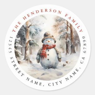 Kerstmis Sneeuwman Ronde Stickers