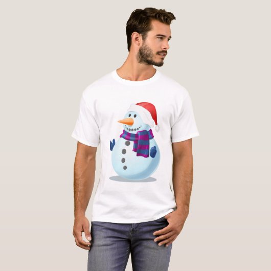 Kerstmis Sneeuwman T-shirt (Voorkant volledig)