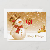 Kerstmis Sneeuwman Vakantie Groeten Feestdagenkaart (Voorkant / Achterkant)