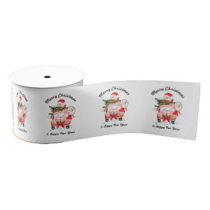 Kerstmis sneeuwman vrachtwagen met cadeaus grosgrain lint