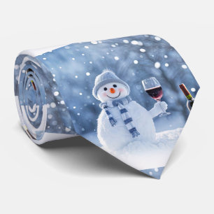 Kerstmis Sneeuwman Wijn Feestdag Schattig Stropdas
