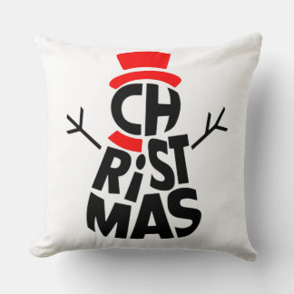 Kerstmis Sneeuwman Woord Kunst Kussen