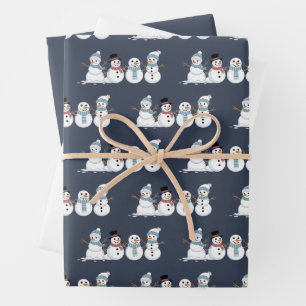 Kerstmis Sneeuwmannen Rij Xmas Winter Vakantie Sei Inpakpapier Vel
