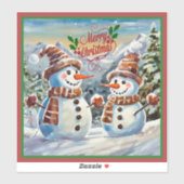 Kerstmis Sneeuwmannen, Vrolijk Kerstmis, Sticker (Vel)