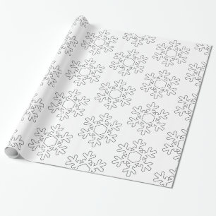 Kerstmis Sneeuwvlok Modern Minimalistisch Wit Zwar Cadeaupapier