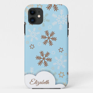 Kerstmis sneeuwvlok op blauwe iPhone Case