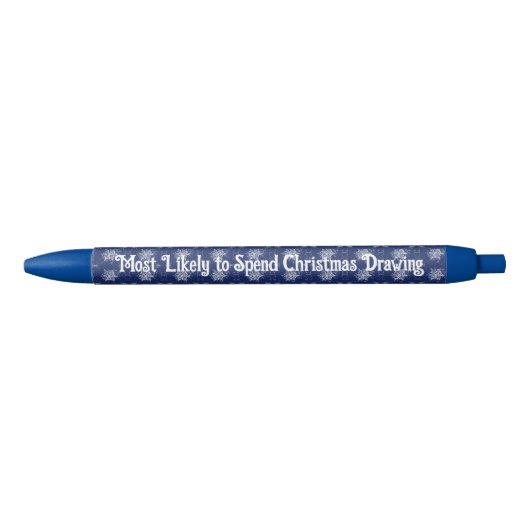 Kerstmis Sneeuwvlok op Sapphire Blauwe Inkt Pen (Voorkant)