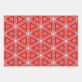 Kerstmis Sneeuwvlok Rode Luxe Patroon Damask Inpakpapier Vel (Voorkant)