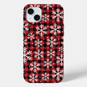 Kerstmis Sneeuwvlokken Buffel Plaid Patroon iPhone 15 Mini Hoesje