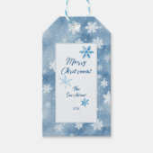 Kerstmis Sneeuwvlokken Lichtblauwe hemel Cadeaulabel (Voorkant)
