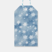 Kerstmis Sneeuwvlokken Lichtblauwe hemel Cadeaulabel (Achterkant)