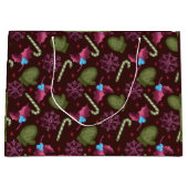 Kerstmis, sneeuwvlokken, peppermint-teken groot cadeauzakje (Voorkant)