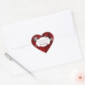 Kerstmis Sneeuwvlokken Rood Rustiek Hout Hart Sticker (Envelop)