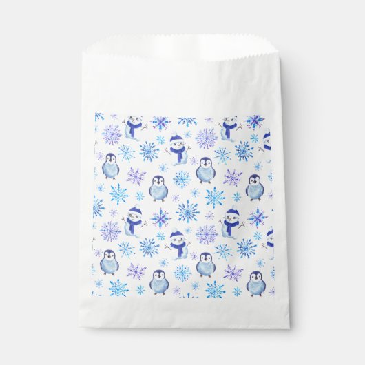 Kerstmis Sneeuwvlokken, sneeuwpoppen en pinguïns Bedankzakje (Voorkant)