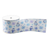 Kerstmis Sneeuwvlokken, sneeuwpoppen en pinguïns Grosgrain Lint (Spoel)