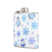 Kerstmis Sneeuwvlokken, sneeuwpoppen en pinguïns Heupfles (Links)